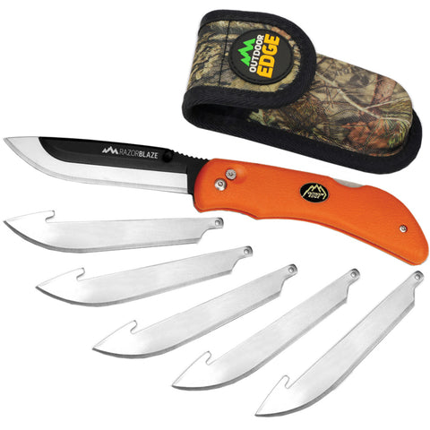 Image of Outdoor Edge Razor Blaze Knife Orange 6 Blades Clamshell