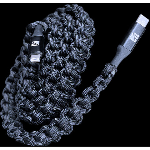 Image of Dark Energy Lightning To C Paracord Cable  Black