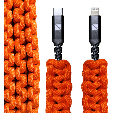 Image of Dark Energy Lightning To C Paracord Cable  Orange