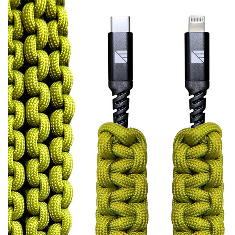 Image of Dark Energy Lightning To C Paracord Cable  Green