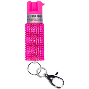 Sabre Jeweled Pepper Spray With Snap Clip Pink