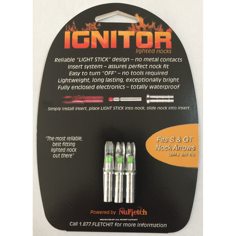 Image of Nufletch Ignitor Nocks Green S 3 Pk.