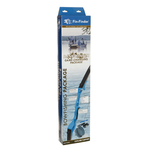 Image of Fin Finder Bank Runner Bowfishing Recurve Package With Drum Reel Package Blue 58 In. 35 Lbs. Rh