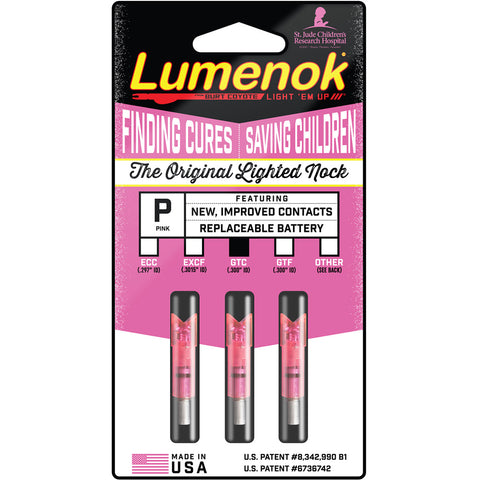 Image of Lumenok Crossbow Nocks Pink Moon Gold Tip 3 Pk.