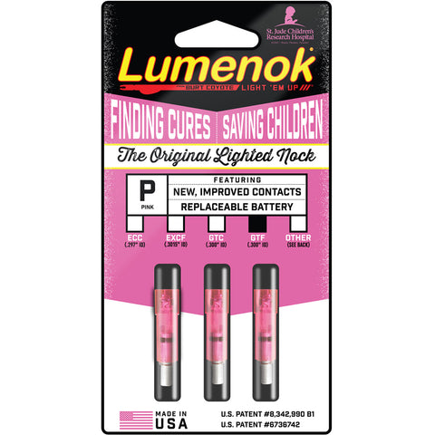 Image of Lumenok Crossbow Nocks Pink Flat Gold Tip 3 Pk.